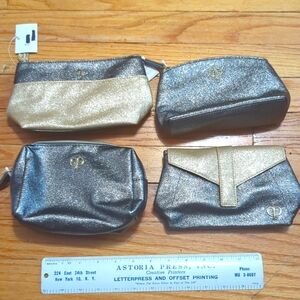4x lot Clé de Peau Cosmetic bags gold glitter detailing